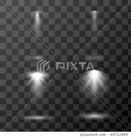 Vector set of light sources isolated on transparent background. Various scene spotlight collection. Design of light effects for your project. 64722884