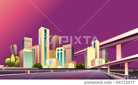 City street buildings, skyline view City street buildings, skyline view 64723077
