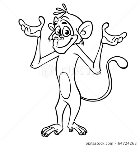 Cute cartoon monkey chimpanzee. Vector Cute cartoon monkey chimpanzee. Vector 64724268