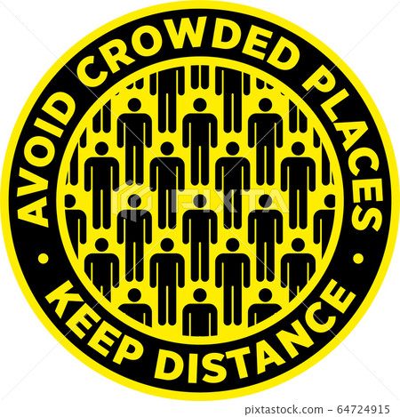 その他 socialdistance Avoid Crowded Places Keep Social Distance Sticker - Stock