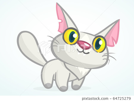Cute and funny cartoon cat. Vector illustration 64725279