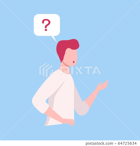 Man Thinking With Question Mark in Speech Bubble, Social Networking, Virtual Relationships Flat Vector Illustration 64725634