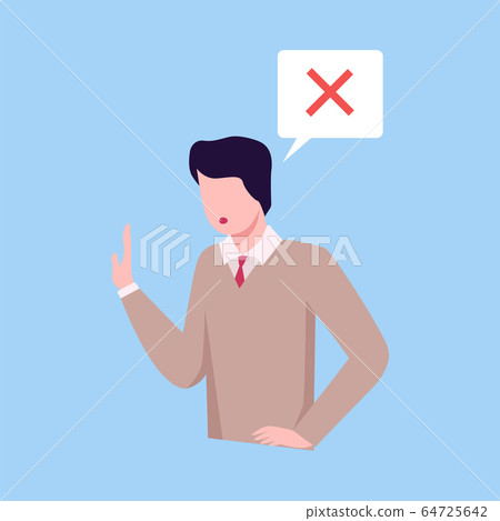 Man Making Stop Gesture Communicating with Speech Bubble, Social Networking, Virtual Relationships Flat Vector Illustration Man Making Stop Gesture Communicating with Speech Bubble, Social Networking, Virtual Relationships Flat Vector Illustration 64725642