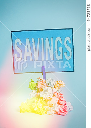 Writing note showing Savings. Business photo 64725718