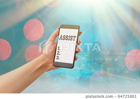 Conceptual hand writing showing Assist. Business 64725801
