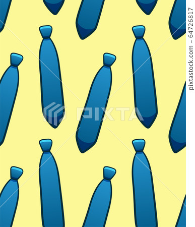 Blue neckties seamless pattern on yellow... - Stock Illustration ...