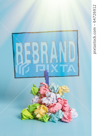 Writing note showing Rebrand. Business photo Writing note showing Rebrand. Business photo 64726912