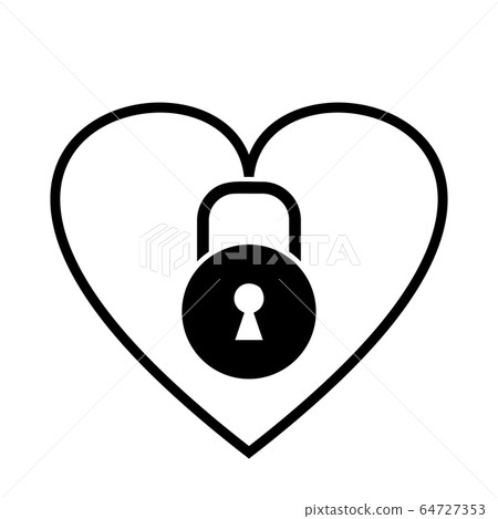 Heart shape Padlock vector icon design concept-插圖素材 [64727353] - PIXTA圖庫