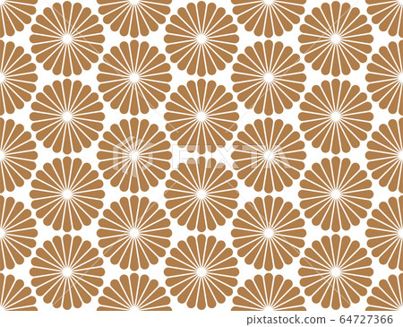 Japanese Kiku Chrysanthemum floral vector seamless pattern. 64727366