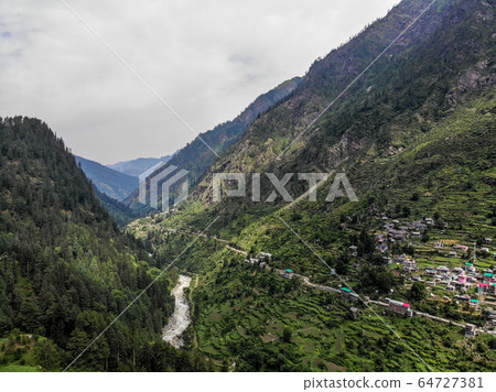 Mountain Valley View in Cloudy Weather Mountain Valley View in Cloudy Weather 64727381