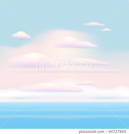 Clouds on blue sky suncet sea ocean horison. Vector background banner template isolated Clouds on blue sky suncet sea ocean horison. Vector background banner template isolated 64727909