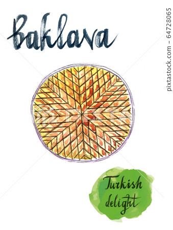 Perfect turkish sweet dessert with walnuts  64728065