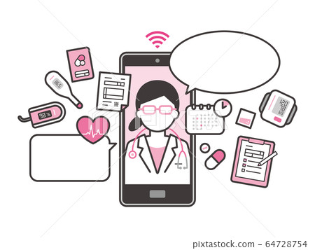 Online medical care vector icon smartphone female doctor 64728754