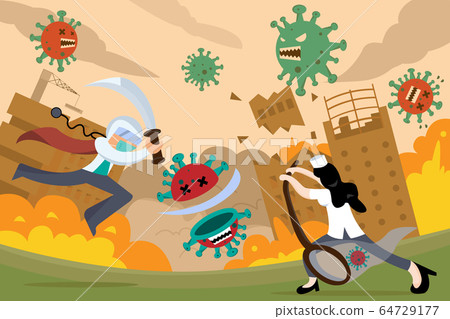 Super hero doctor and nurse team fight against Coronavirus pandemic ( Covid19 ) symptoms, disease, viral infection. Super hero doctor and nurse team fight against Coronavirus pandemic ( Covid19 ) symptoms, disease, viral infection. 64729177