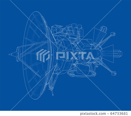 Communication satellite concept outline. Vector 64733681