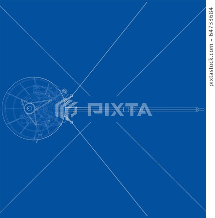 Communication satellite concept outline. Vector 64733684