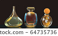 3d illustration perfume bottle stays on glass table with copy space on black background 64735736