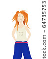 teenager red hair girl in casual clothes drawing isolated on white 64735753