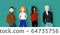 teenager boy and girls drawing on blue wall 64735756