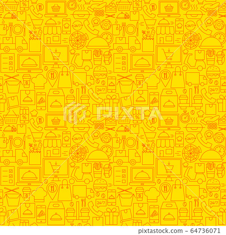Food Online Delivery Line Seamless Pattern Food Online Delivery Line Seamless Pattern 64736071