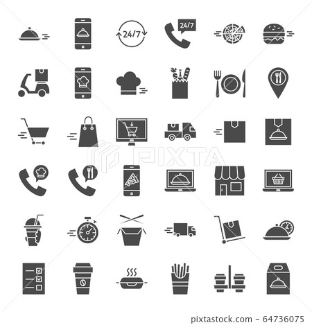 Food Delivery Solid Web Icons 64736075
