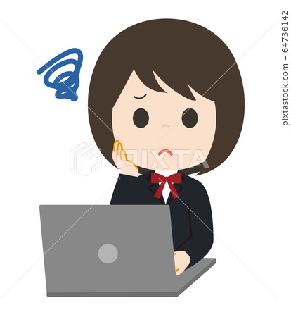 Student girl computer trouble 64736142