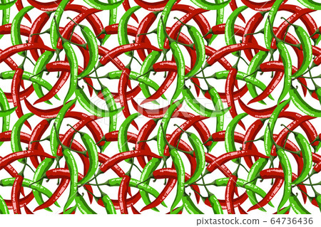 Seamless pattern hot red peppers food 64736436