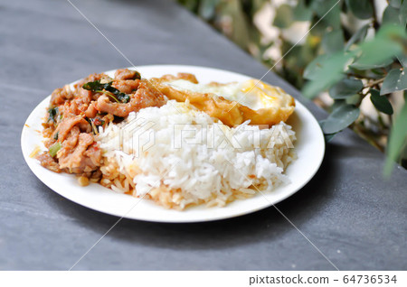 stir fried pork with chili paste, fried egg with stir fried pork with chili paste, fried egg with 64736534
