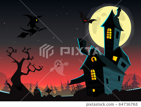 Scary old ghost haunted house. Halloween Vector illustration Scary old ghost haunted house. Halloween Vector illustration 64736768