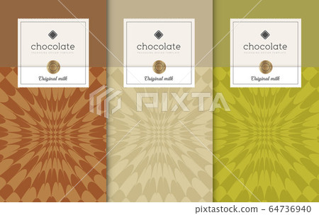 Chocolate bar packaging set. Trendy luxury product branding template with label pattern for packaging. Vector design. Chocolate bar packaging set. Trendy luxury product branding template with label pattern for packaging. Vector design. 64736940