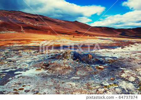 Geothermal area Hverir, Iceland. Geothermal area Hverir, Iceland. 64737874