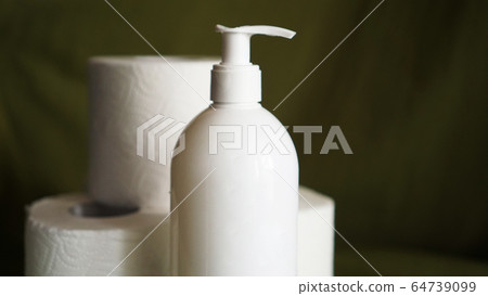 Sanitizer, hand sanitizer, against coronavirus. Toilet paper. Coronavirus 64739099