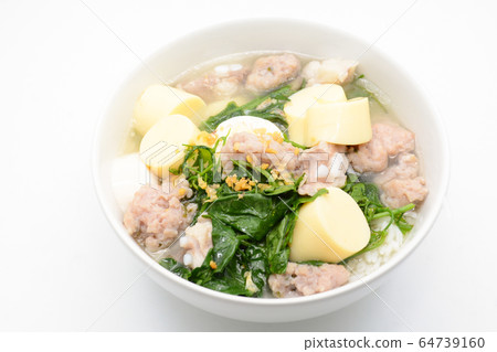 Boiled rice with pork, ivy gourd leaves and soft Boiled rice with pork, ivy gourd leaves and soft 64739160