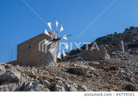 Windmills at Pinakiano, Crete, Greece 64739161