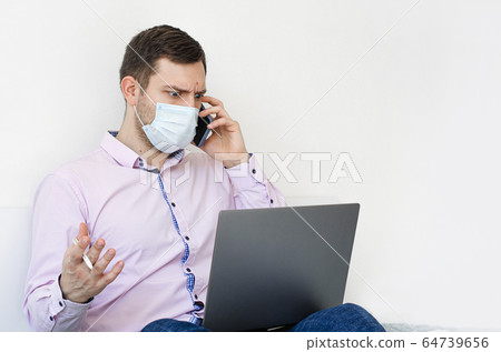 Coronavirus. Quarantine. A man in a shirt and 64739656