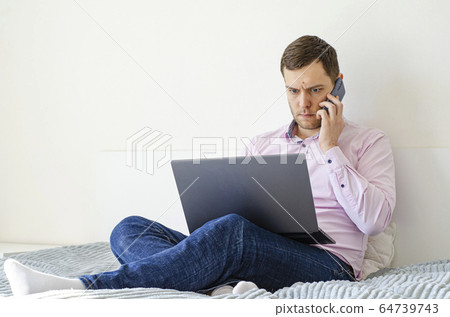 Coronavirus. Quarantine. A man in a shirt and 64739743