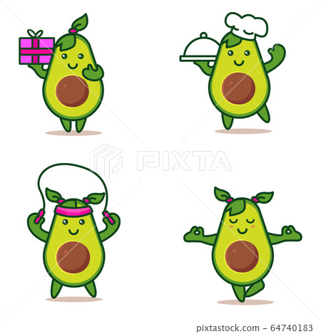 Avocado take exercise. Eating healthy and fitness. 64740183