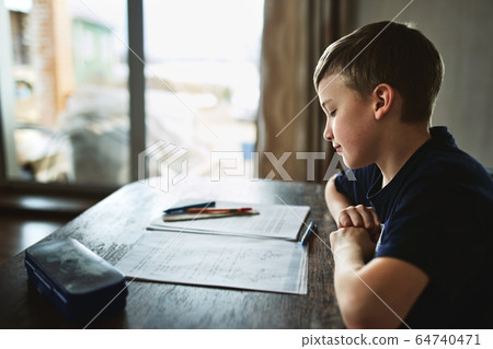 The concept of working from home and home family education.  64740471