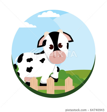 Cute cow cartoon 64740943
