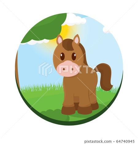 Cute horse cartoon 64740945