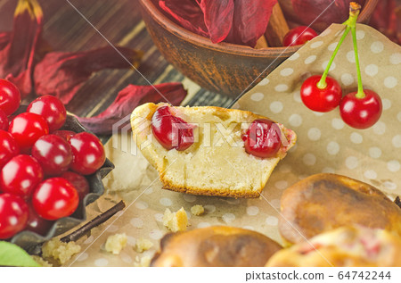 Homemade cherry muffin 64742244