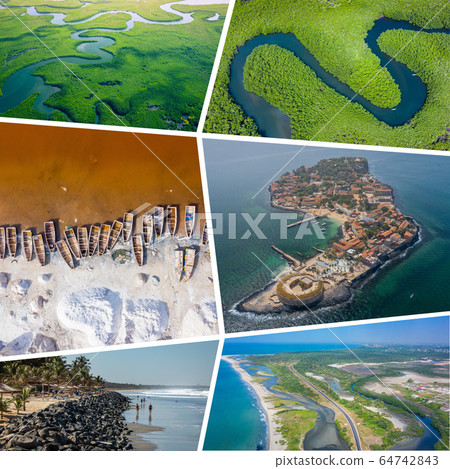 Collage of popular tourist destinations in 64742843