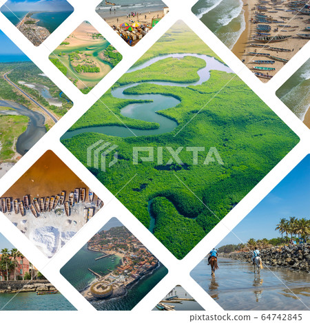 Collage of popular tourist destinations in 64742845