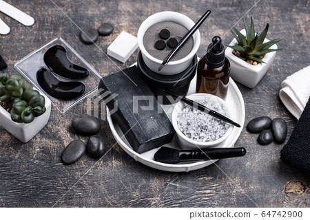 Set of black charcoal detox cosmetics 64742900
