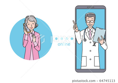 Senior woman receiving online medical treatment Senior woman receiving online medical treatment 64745113
