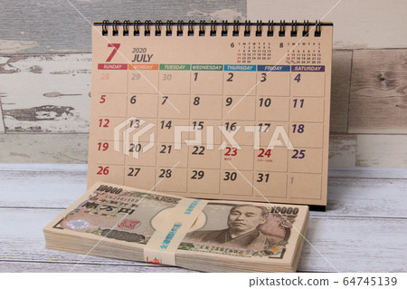 Calendar business cash bill money bill 10,000 yen 1 million yen 64745139