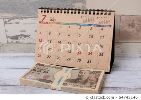 Calendar business cash bill money bill 10,000 yen 1 million yen 64745140