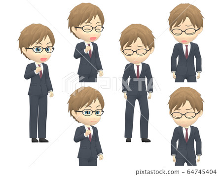 [Success failure] Caucasian man suit medium diagonal 64745404