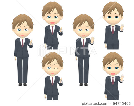 [OK NG] White male suit medium front 64745405