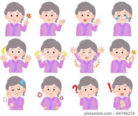 奶奶的面部表情設置上半身圖標說明 奶奶的面部表情設置上半身圖標說明 64748214